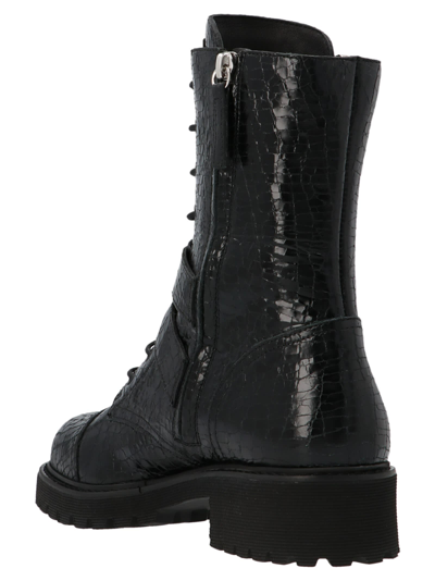 Shop Giuseppe Zanotti Double Buckle Combat Boots In Black