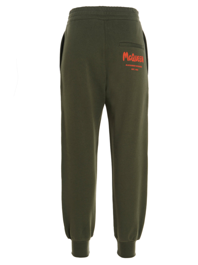 Shop Alexander Mcqueen Logo Print Joggers In Green