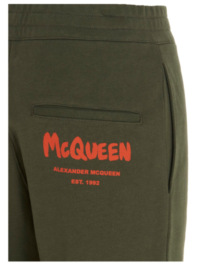 Shop Alexander Mcqueen Logo Print Joggers In Green