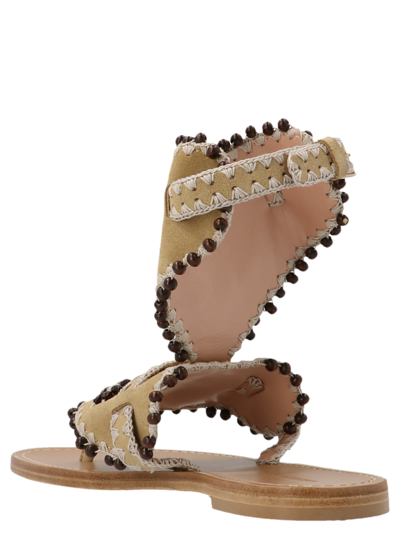 Shop Alberta Ferretti Embroidered Sandals In Beige