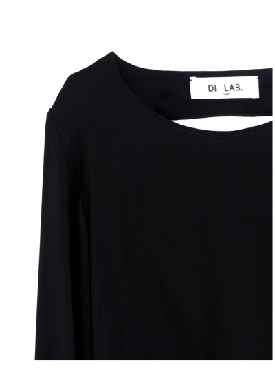 Shop Di.la3 Pari' Back Opening Silk Shirt In Black