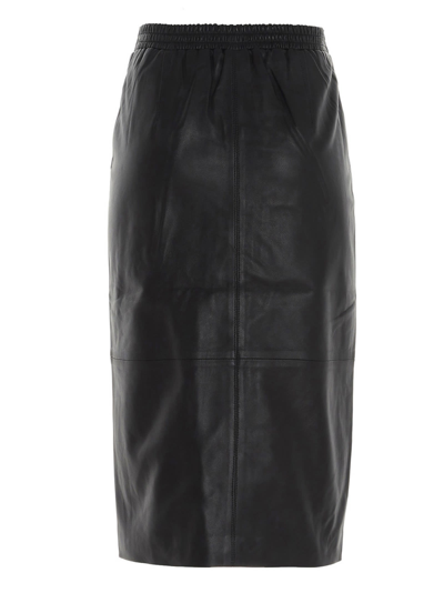 Shop Karl Lagerfeld Eco Leather Midi Skirt In Black