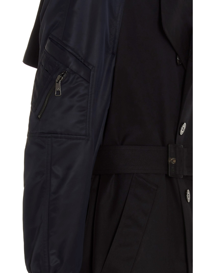 Shop Neil Barrett Bimaterial Trench Coat In Black