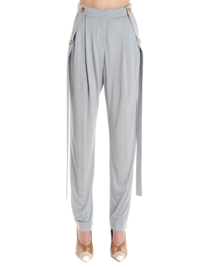 Shop Burberry Laces Silk Mix Pants In Gray