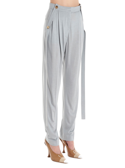 Shop Burberry Laces Silk Mix Pants In Gray