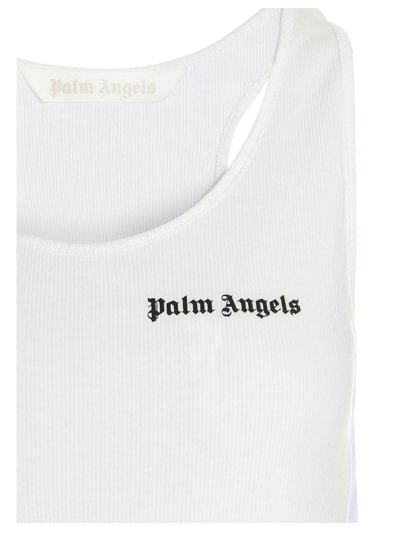 Shop Palm Angels Logo Print Top In White
