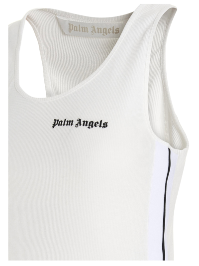 Shop Palm Angels Logo Print Top In White