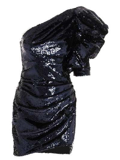 Shop Alexandre Vauthier Sequin One-shoulder Dress In Blue