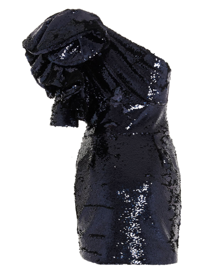 Shop Alexandre Vauthier Sequin One-shoulder Dress In Blue