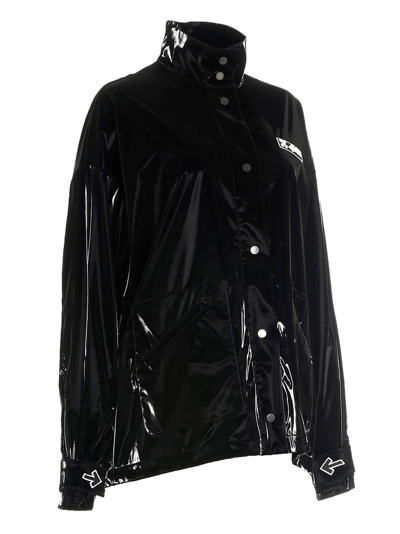 Shop Off-white Track Coat Jacket In Black