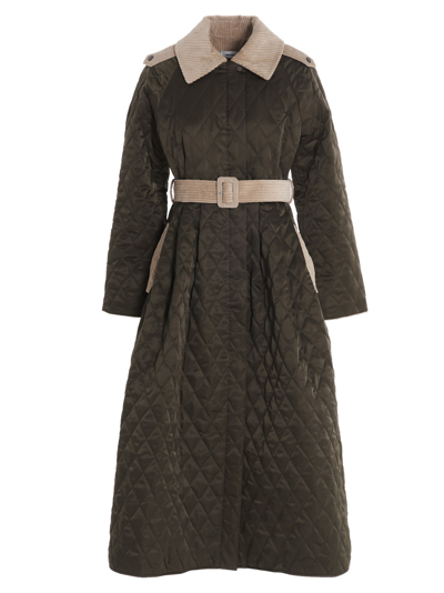 Shop Besfxxk Quilted Princess Coat In Green