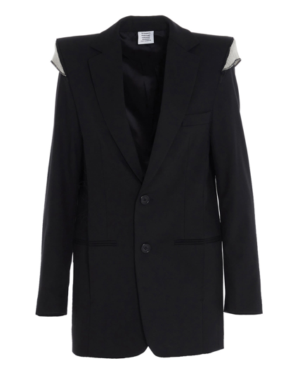 Shop Vetements Cut Out Virgin Wool Blazer In Black