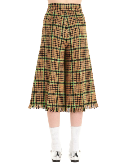 Shop Msgm Tweed Culotte Pants In Multicolor