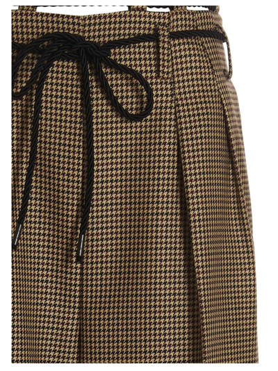 Andersson Bell Checked High-waisted Trousers In Brown