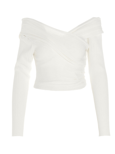 Shop Herve Leger Draped Top In White