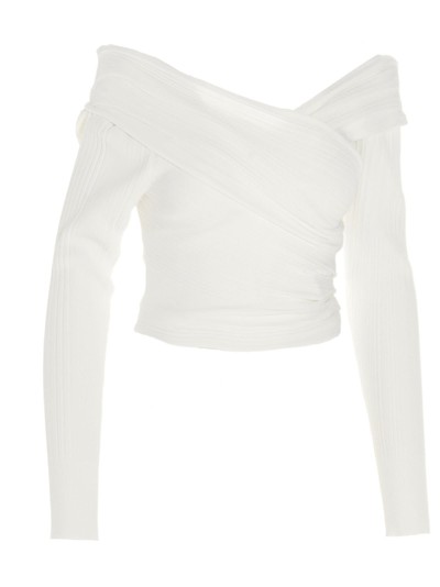 Shop Herve Leger Draped Top In White