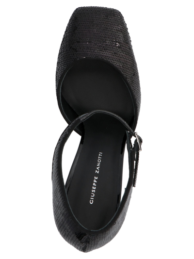 Shop Giuseppe Zanotti Bebe Paillettes Sandals In Black