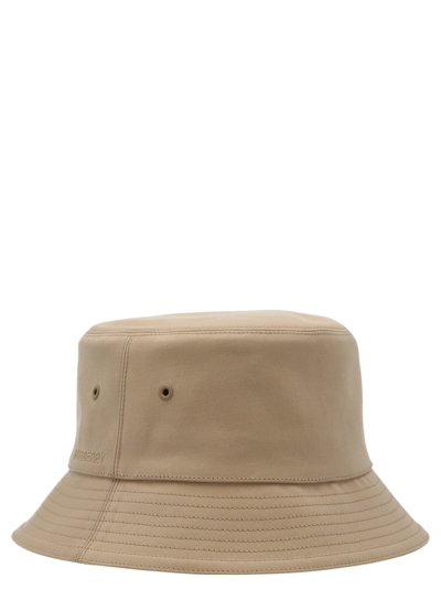 Shop Burberry Logo Embroidery Bucket Hat In Beige