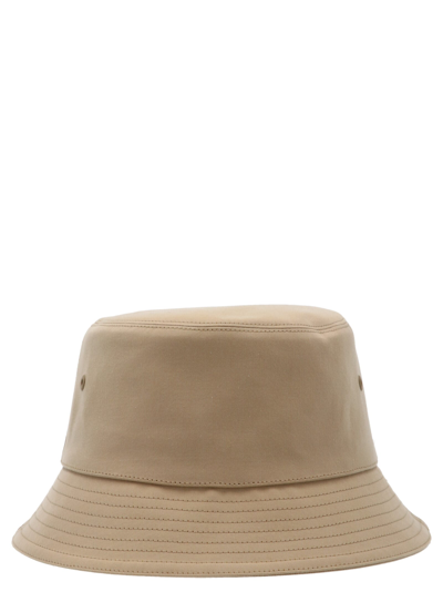 Shop Burberry Logo Embroidery Bucket Hat In Beige