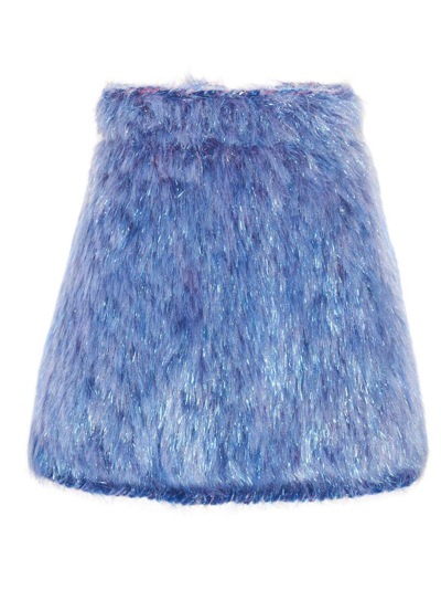 Shop Dolce & Gabbana Fur-effect Skirt In Light Blue