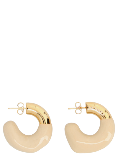 Shop Sunnei Small Rubberized Earrings In Beige