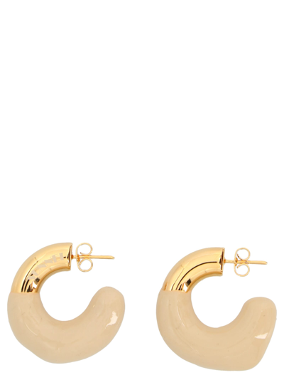 Shop Sunnei Small Rubberized Earrings In Beige