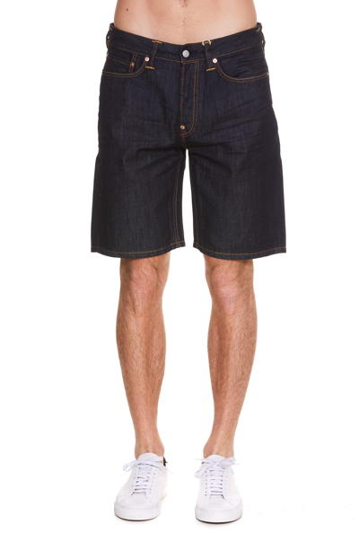 Shop Evisu Seagull Denim Shorts In Blue