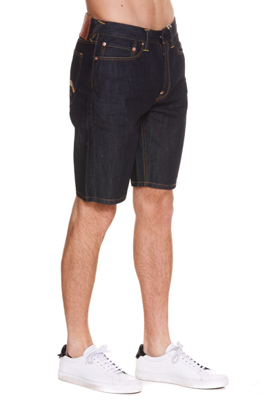 Shop Evisu Seagull Denim Shorts In Blue