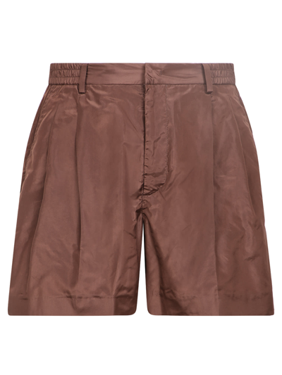 Shop Valentino Pressed-crease Tailored Shorts In Brown