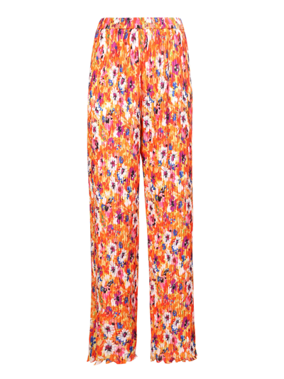 Shop Msgm Floral Print Wide Trousers In Multi