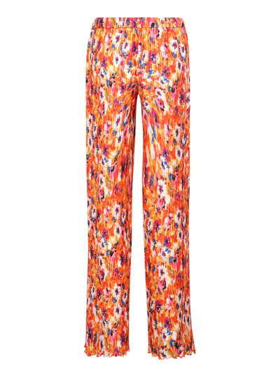 Shop Msgm Floral Print Wide Trousers In Multi