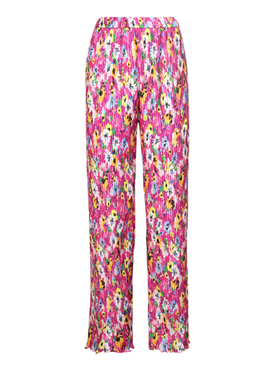 Shop Msgm Floral-print Wide Trousers In Multi