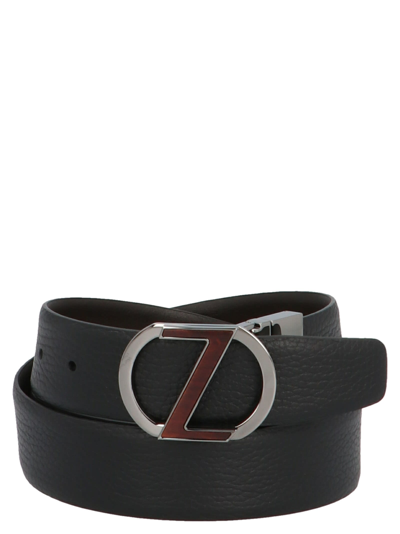 Shop Z Zegna Reversible Double Buckle Belt In Multicolor