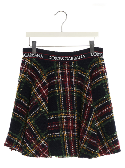 Shop Dolce & Gabbana Check Bouclè Skirt In Multicolor