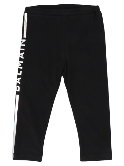 Shop Balmain Logo Printed Jersey Leggings In Black