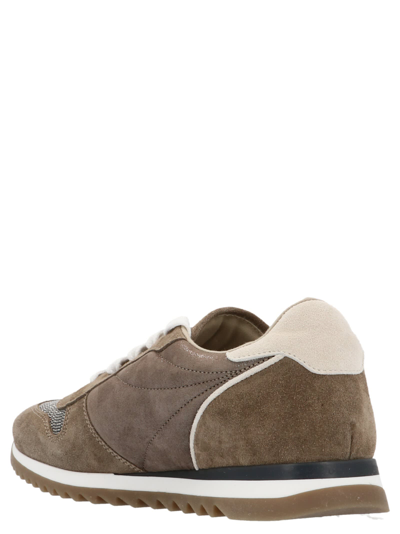 Shop Brunello Cucinelli Monile Detail Sneakers In Brown