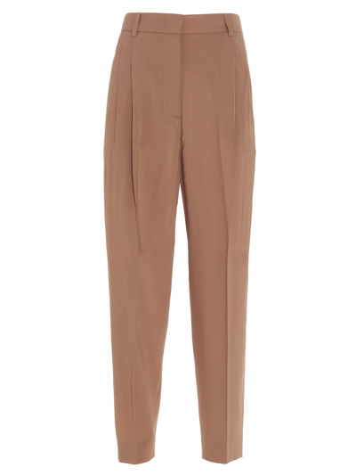 Shop Alberto Biani Viscose Dart Trousers In Brown