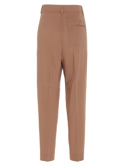 Shop Alberto Biani Viscose Dart Trousers In Brown