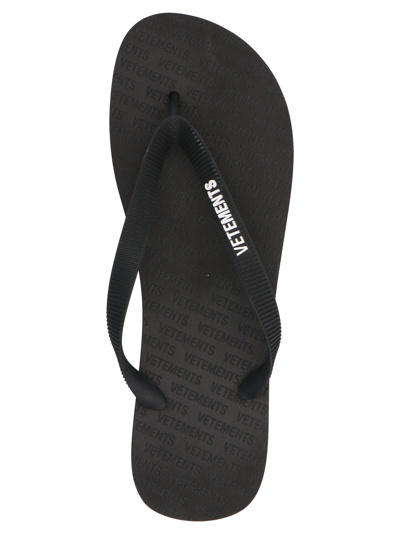 Shop Vetements Logo Thong Sandal In Black