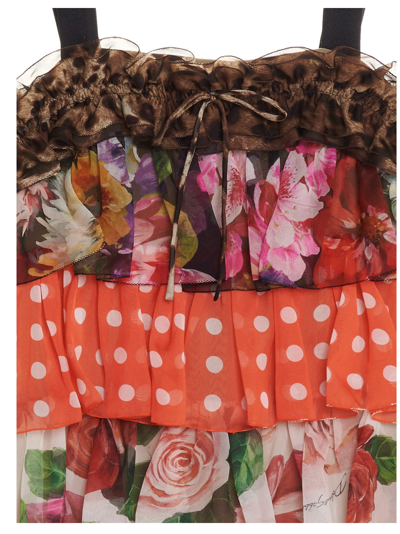 Shop Dolce & Gabbana Floral Print Silk Dress In Multicolor