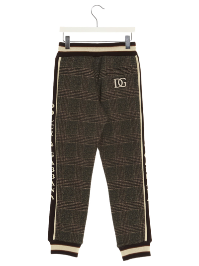 Shop Dolce & Gabbana All Over Check Sweatpants In Brown