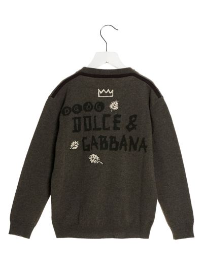 Shop Dolce & Gabbana Logo Jacquard Sweater In Gray