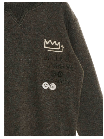 Shop Dolce & Gabbana Logo Jacquard Sweater In Gray