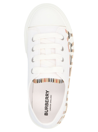 Shop Burberry Mini Larkhall Sneakers In White