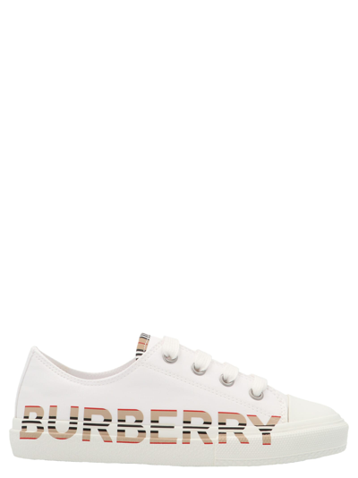 Shop Burberry Mini Larkhall Sneakers In White