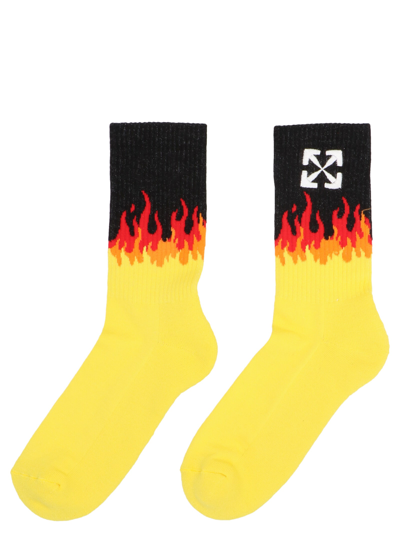 Shop Off-white Flames Socks In Multicolor