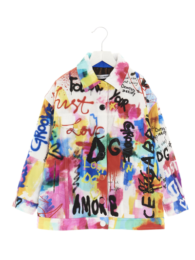 Shop Dolce & Gabbana Graffiti Print Jacket In Multicolor