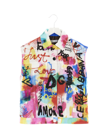 Shop Dolce & Gabbana Graffiti Print Jacket In Multicolor