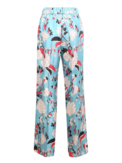 Shop Alberto Biani Floral Print Trousers In Blue