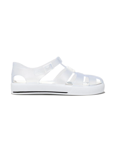 Shop Dolce & Gabbana Logo-plaque Jelly Sandals In White